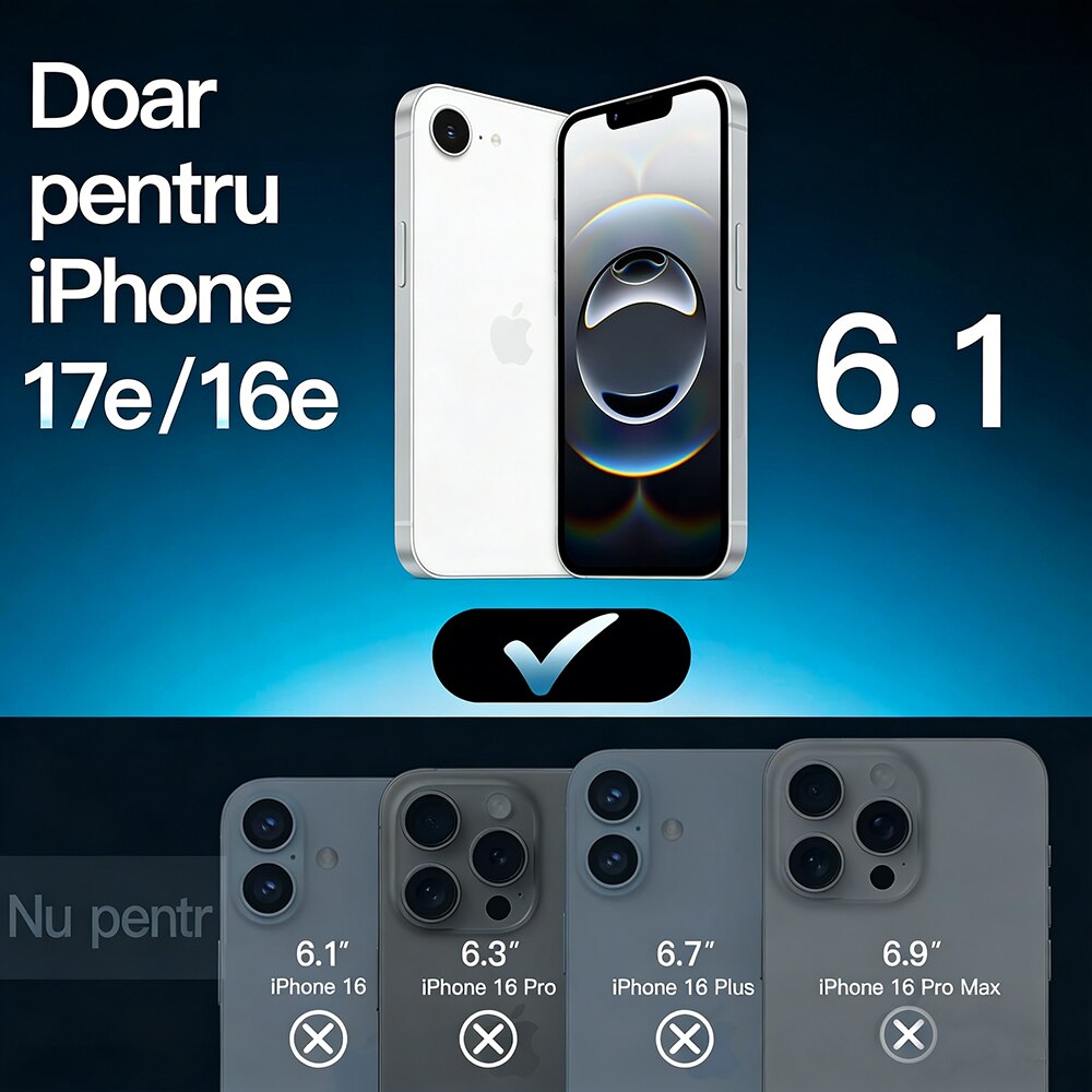 Folie de Protectie din Sticla pentru iPhone 17e/16e, MOGU folii de protectie pentru ecranul, HD Clear, Fara Margine Neagra, Protectie Profesionala, Full Cover, Anti Zgarieturi, Fara Bule, Compatibila cu Huse, 6.1 inch, Transparenta