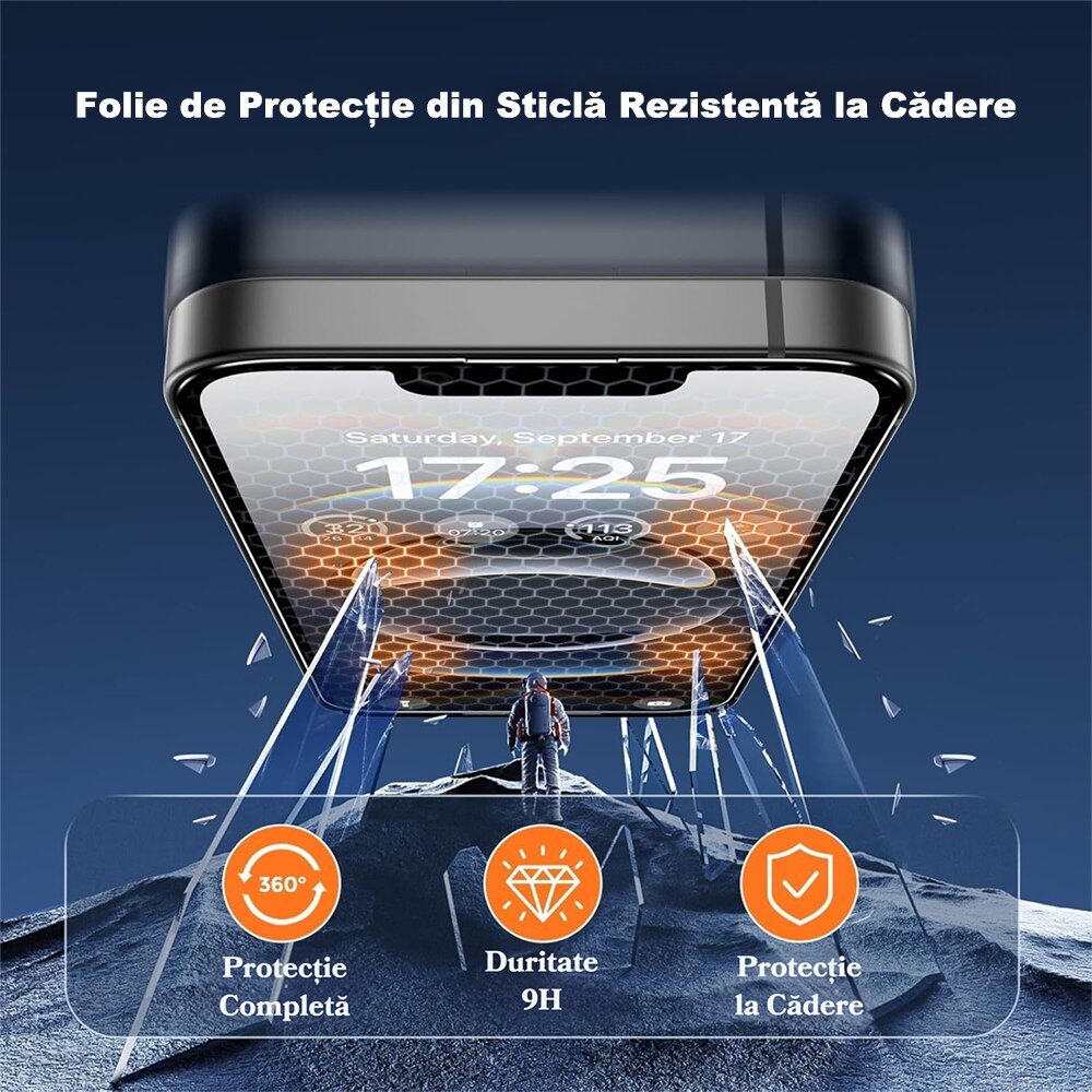 Folie de Protectie din Sticla pentru iPhone 17e/16e, MOGU folii de protectie pentru ecranul, HD Clear, Fara Margine Neagra, Protectie Profesionala, Full Cover, Anti Zgarieturi, Fara Bule, Compatibila cu Huse, 6.1 inch, Transparenta