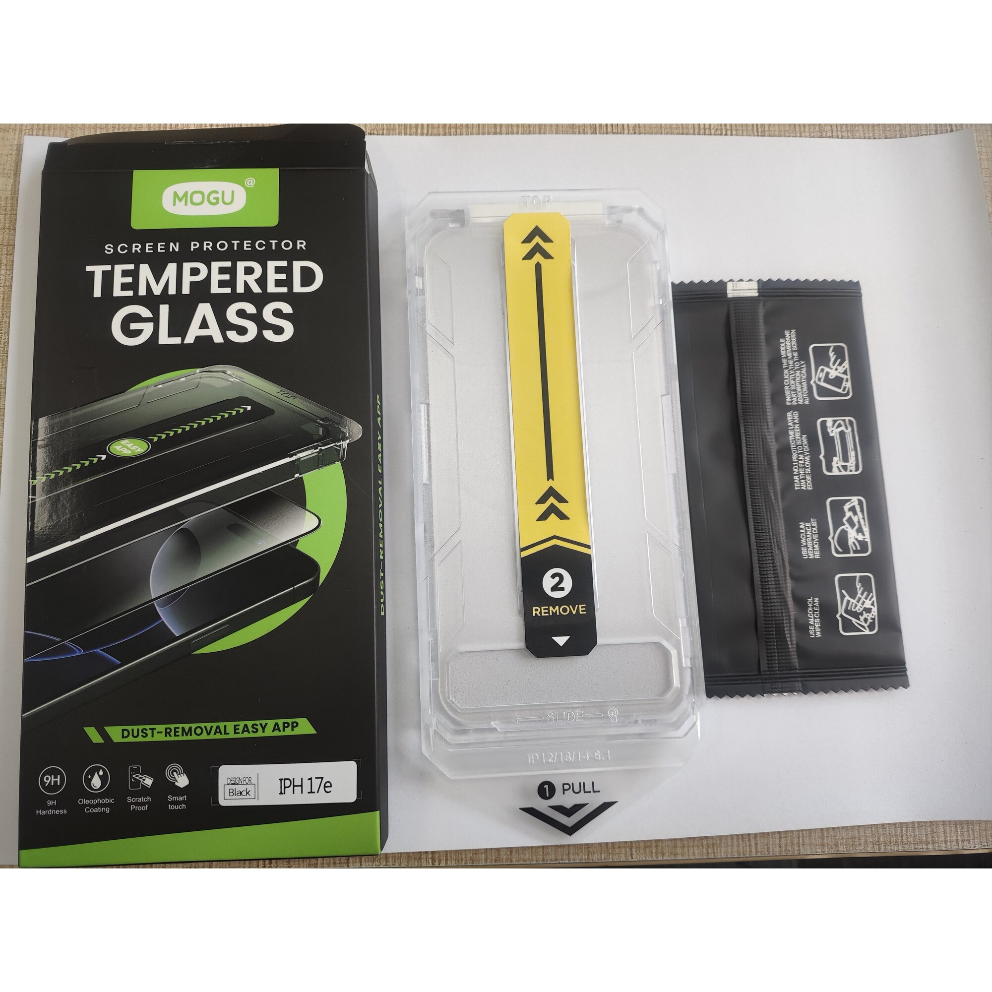 Folie de Protectie din Sticla pentru iPhone 17e/16e, MOGU folii de protectie pentru ecranul, HD Clear, Fara Margine Neagra, Protectie Profesionala, Full Cover, Anti Zgarieturi, Fara Bule, Compatibila cu Huse, 6.1 inch, Transparenta