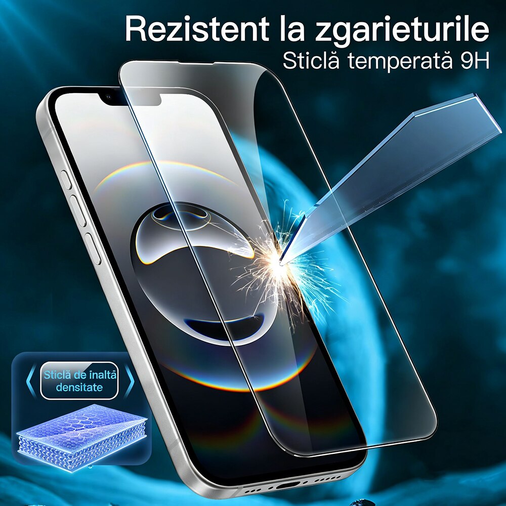 Folie de Protectie din Sticla pentru iPhone 17e/16e, MOGU folii de protectie pentru ecranul, HD Clear, Fara Margine Neagra, Protectie Profesionala, Full Cover, Anti Zgarieturi, Fara Bule, Compatibila cu Huse, 6.1 inch, Transparenta