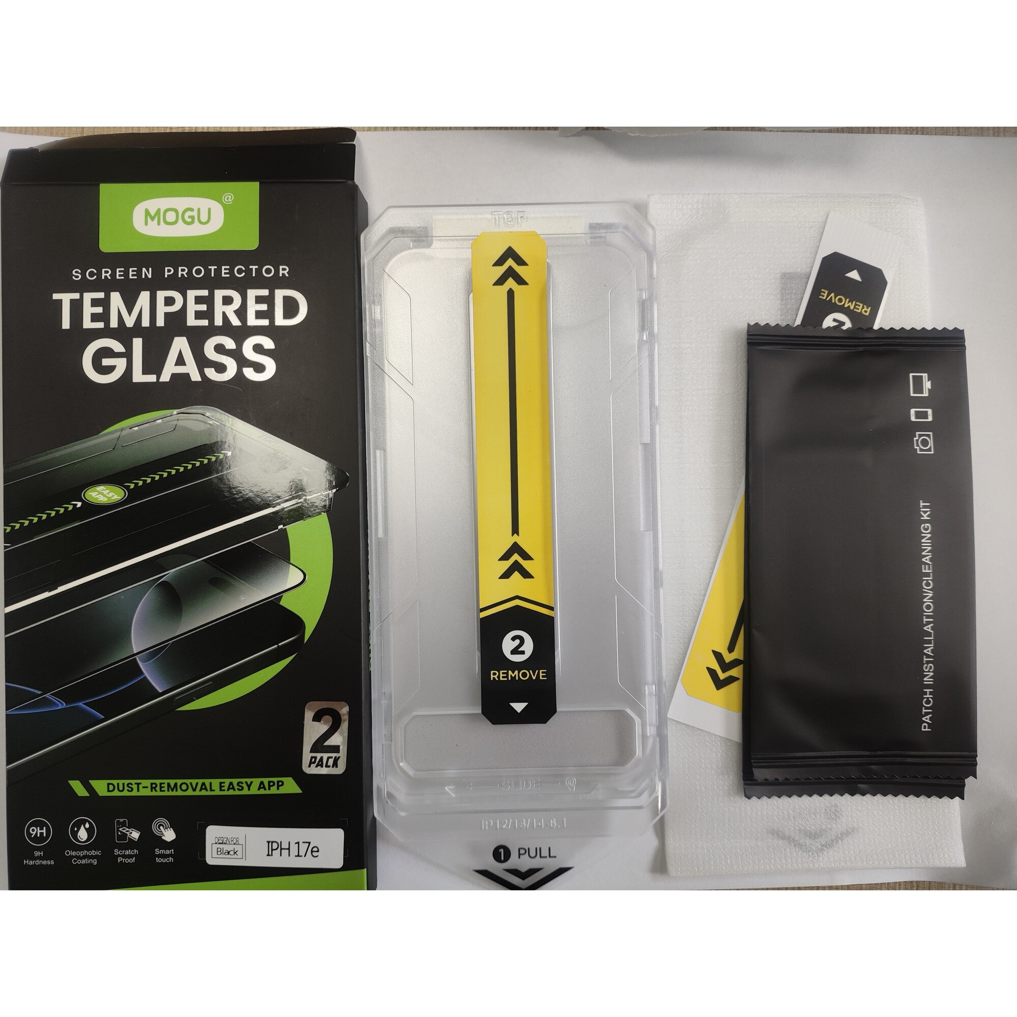 Set de 2 Folie de Protectie din Sticla pentru iPhone 17e/16e, MOGU folii de protectie pentru ecranul, HD Clear, Fara Margine Neagra, Protectie Profesionala, Full Cover, Anti Zgarieturi, Fara Bule, Compatibila cu Huse, 6.1 inch, Transparenta
