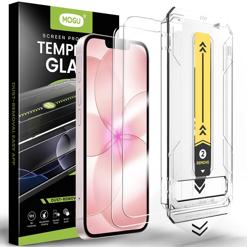 Set de 2 Folie de Protectie din Sticla pentru iPhone 17e/16e, MOGU folii de protectie pentru ecranul, HD Clear, Fara Margine Neagra, Protectie Profesionala, Full Cover, Anti Zgarieturi, Fara Bule, Compatibila cu Huse, 6.1 inch, Transparenta