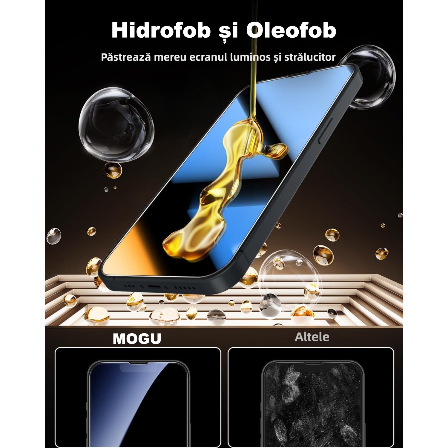 Set de 2 Folie de Protectie din Sticla pentru iPhone 17e/16e, MOGU folii de protectie pentru ecranul, HD Clear, Fara Margine Neagra, Protectie Profesionala, Full Cover, Anti Zgarieturi, Fara Bule, Compatibila cu Huse, 6.1 inch, Transparenta