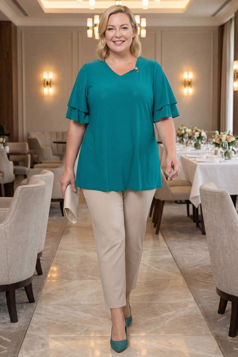 Tunica verde cu maneci din sifon