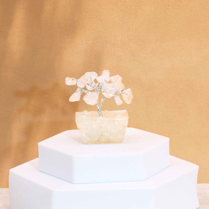 Mini copaci din pietre prețioase pe bază de orgonit, Multifațetat, 15 pietre, 3.5x2.5x4 cm