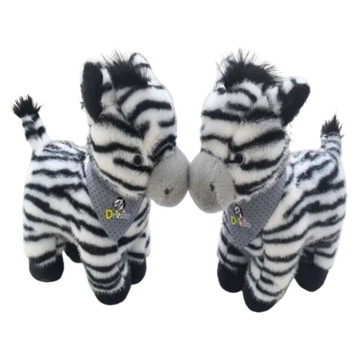 Jucarie de Plus Zebra 42 cm, Animal Pufos cu Dungi Alb-Negru, Design Realist, Cadou pentru Copii