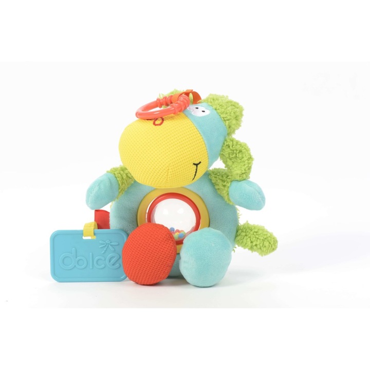 Jucărie senzorială interactivă Miel, Dolce, culori atrăgătoare, prindere pentru cărucior, 23x19x11cm