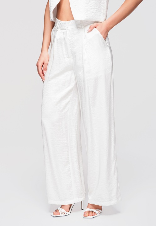 LARICA OW-PA-E0002 Széles szárú nadrág, Törtfehér