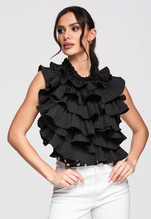 Bluza cu spatele decupat LARICA OW-TS-E0006, Negru, One Size