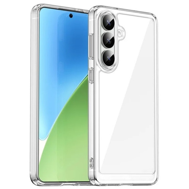 Gigapack szilikon mobiltelefon tok, ütésállóság, átlátszó hátlap, átlátszó, kompatibilis: Galaxy S26 Plus