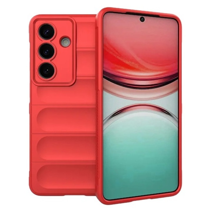 Gigapack szilikon mobiltelefon tok, ütésállóság, kameravédő, 3d, piros, kompatibilis: Galaxy S26