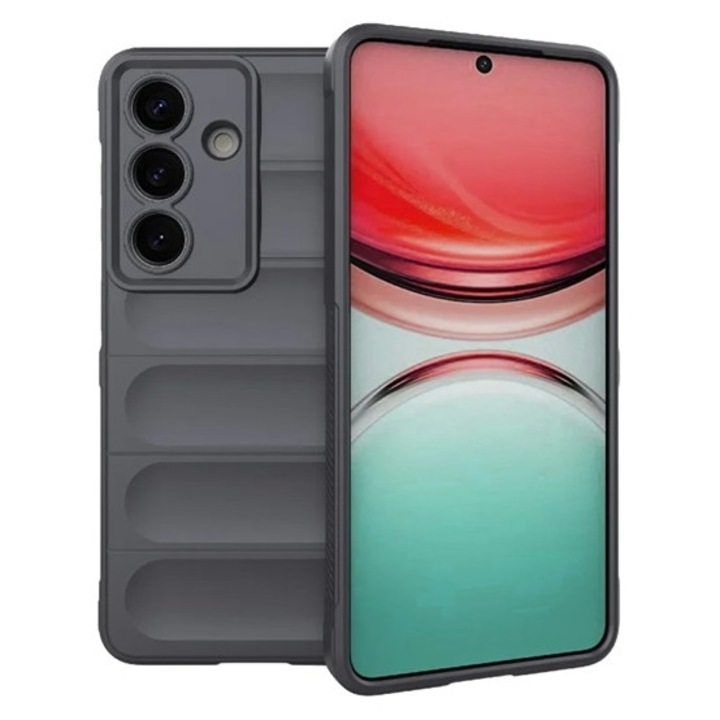 Gigapack szilikon mobiltelefon tok, ütésállóság, kameravédő, 3d, sötétszürke, kompatibilis: Galaxy S26