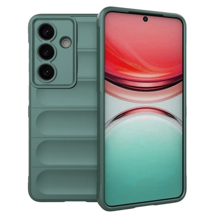 Gigapack szilikon mobiltelefon tok, ütésállóság, kameravédő, 3d, sötétzöld, kompatibilis: Galaxy S26 Plus