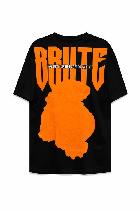 Tricou Negru Oversize BRUTE Print – Streetwear, Negru