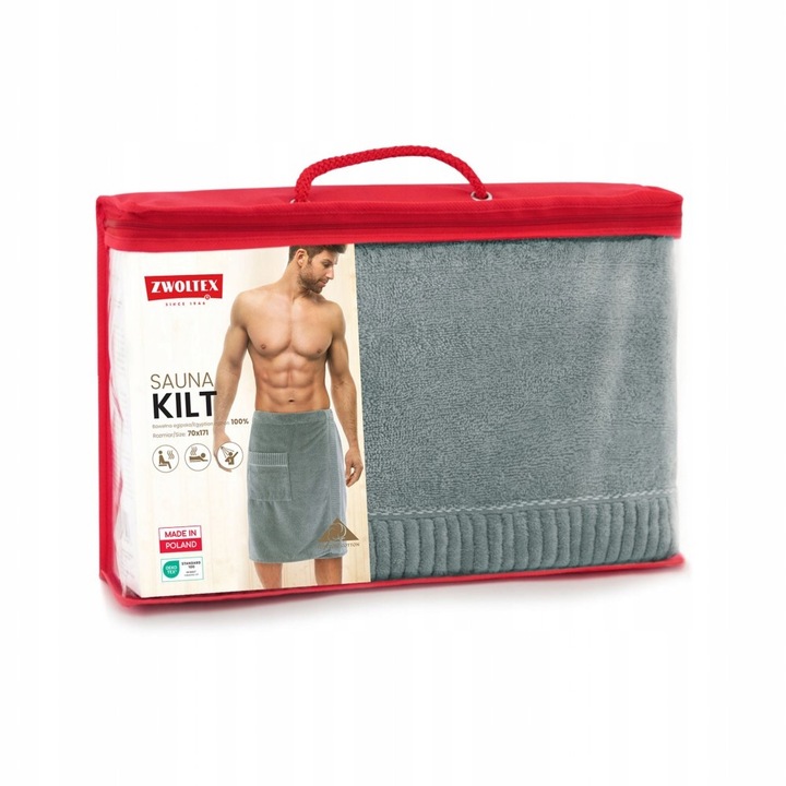 Kilt De Sauna Pentru Barbati, Zwoltex, 100% Bumbac Egiptean, Gramaj 400 G/M2, Tehnologie Ultrasoft, Inchidere Reglabila Cu Nasturi Si Elastic, Buzunar Practic, Finisaj De Lux Din Velur, Ultra Absorbant Si Moale, Calitate Premium, 70x171 Cm, Gri