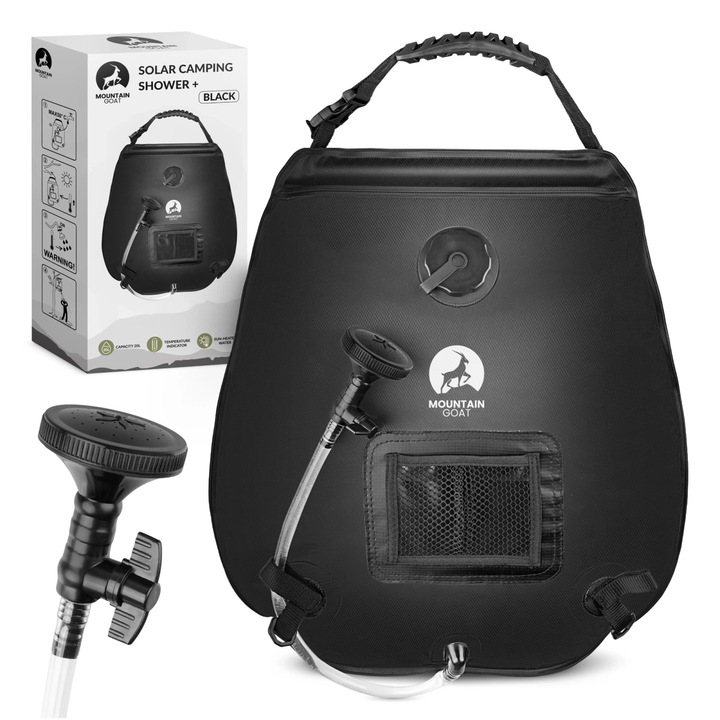 Duș de camping, Mountain Goat, cu încălzire solară, negru