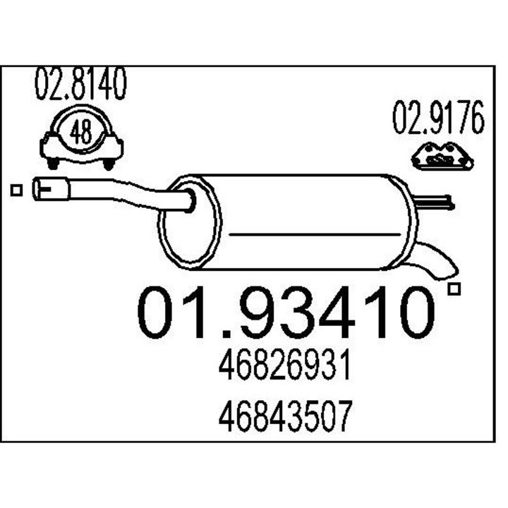 Mts kipufogódob Fiat Doblo 00, hátsó, 1.9 D, 51723622