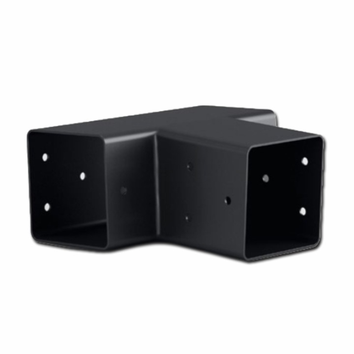 Conector metalic tip T 85 grade pentru contravantuire, 100x100mm, terasa / foisor / pergola / carport, negru, fabricat in Romania