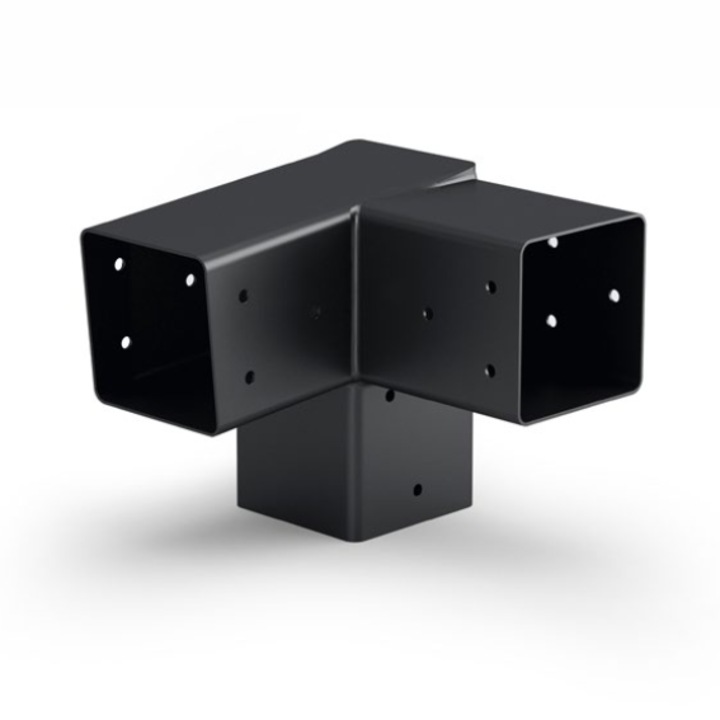 Conector y 85 grade colt acoperis stanga dreapta, 100x100mm, foisor / pergola / carport, negru, fabricat in Romania