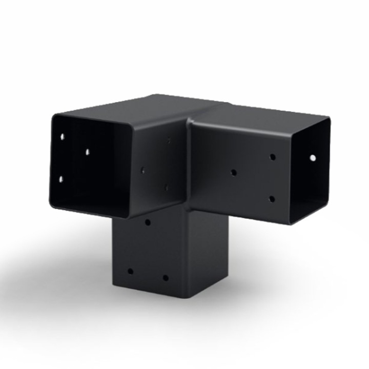 Conector tip t 90° pentru contravantuire, 100x100mm, foisoare / pergole / carport, negru, fabricat in Romania