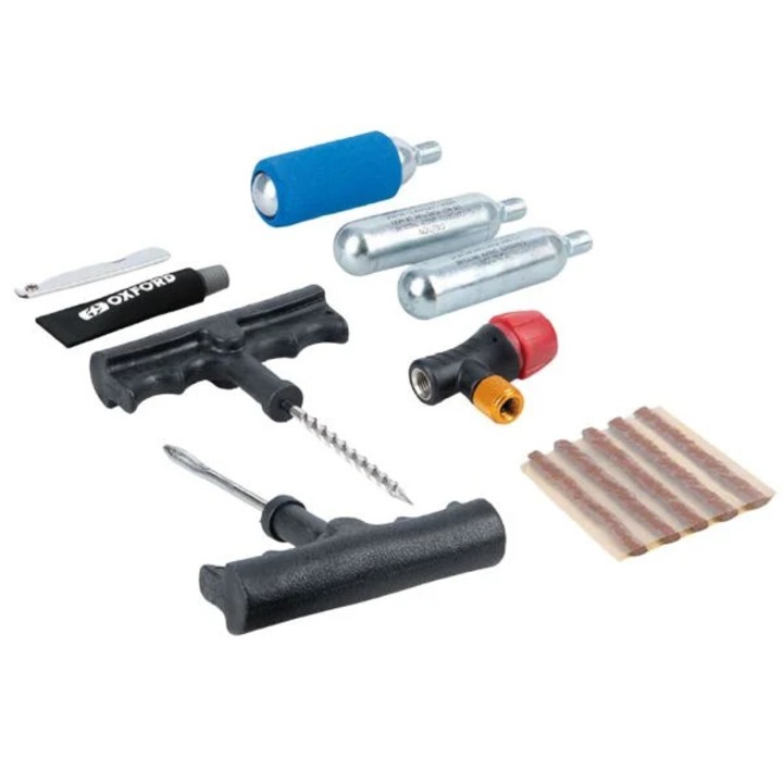 Kit reparatie anvelope moto Oxford, CO2, compact, unelte incluse, universal