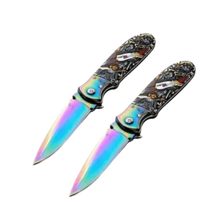 Set de doua cutite automate, DEPOX®, lama multicolora, 24 cm, husa inclusa