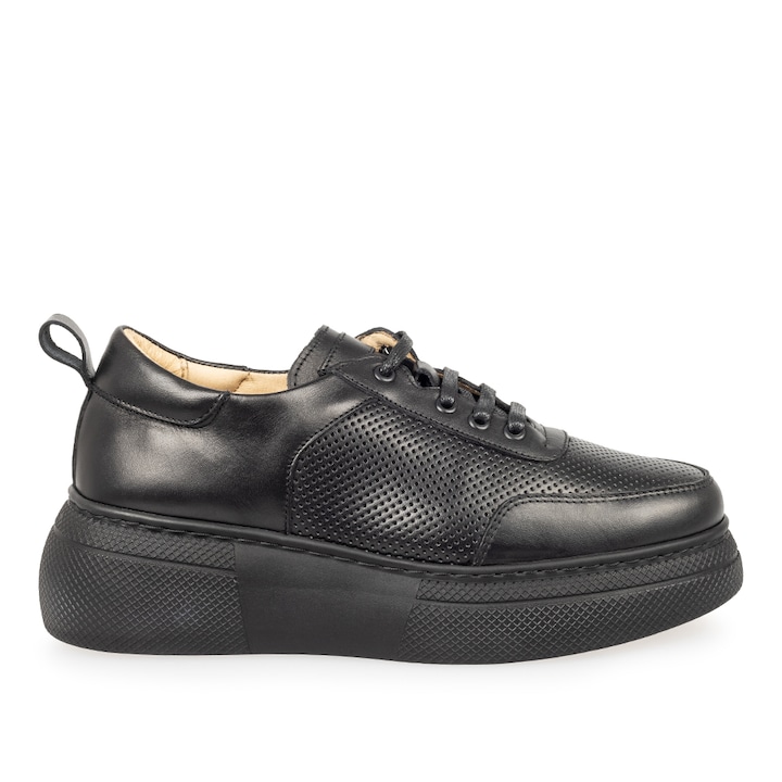 Pantofi casual dama 1990, Piele naturala, negru, 35 EU
