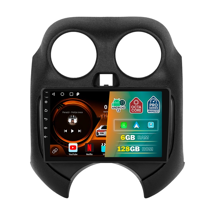 Navigație auto MaxTech PRO SERIES, 9" HD Touch, 6 GB RAM, 128 GB Stocare, Bluetooth, pentru Nissan Micra (2010-2017)