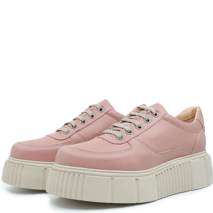 Pantofi dama, Glemis, Model f-5.14, Piele naturala, Roz, 39 EU