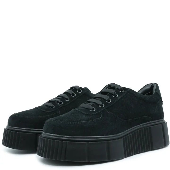 Pantofi dama, Glemis, Model f-5.14, Piele naturala, Negru velur, 39 EU