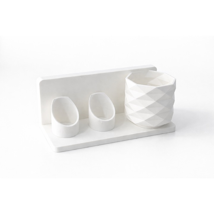 Suport periute dentare electrice, imprimat 3D, alb, montare pe perete