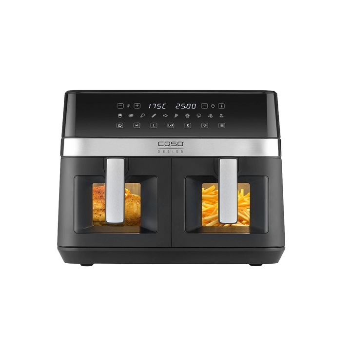 Friteuza cu aer cald 2in1 Airfryer si cuptor Caso Germany, 14 litri, fara ulei, 10 programe automate, temperatura ajustabila 50-220°C, incalzire rapida, timer, semnal acustic, senzor touch, functie Shake, protectie supraincalzire, silentios, negru