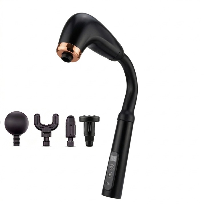 NEXTLY masszázskészülék, 4 cserélhető fej, 9 mód, fekete, 33x23cm