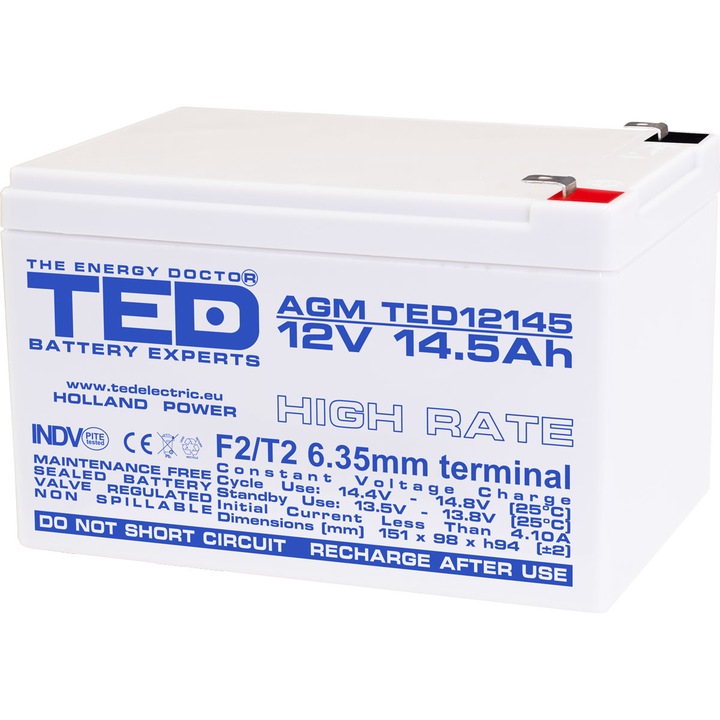 Pachet acumulatori compatibil APC RBC4 – 12V 14.5Ah (1x12V) – TED Electric