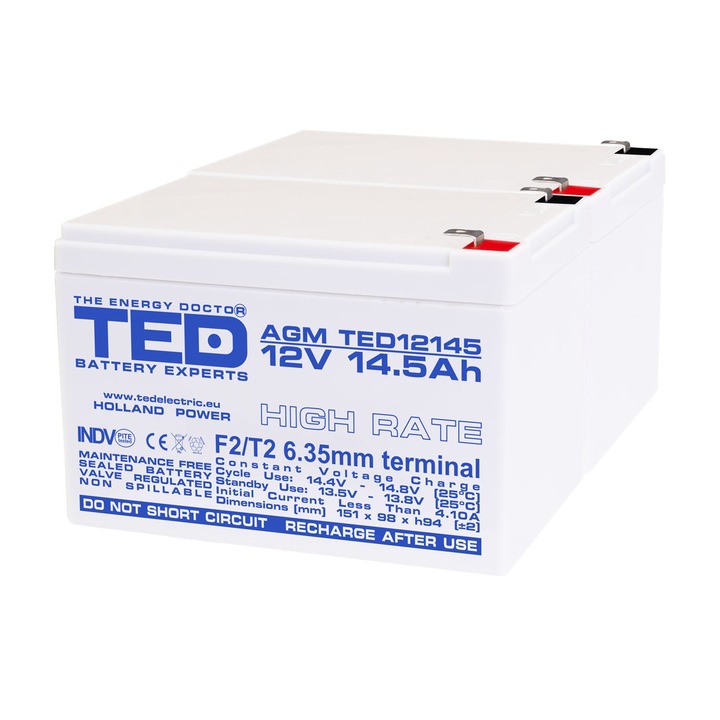 Pachet acumulatori compatibil APC RBC6 – 24V 14.5Ah (2x12V) – TED Electric