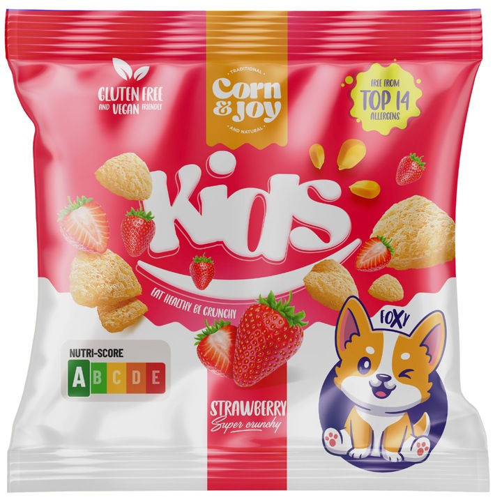 Pufuleti fara gluten, pentru copii, cu aroma capsuni, 40g