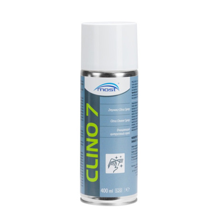 Spray curatare universal MOST CLINO 7 Citrus, 400 ml — spuma activa degresanta pentru ulei, adezivi si murdarie industriala