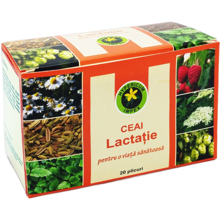 Ceai Galactogog pentru Stimularea lactatiei, Reduce colicile la sugari, Calmeaza agitatia si Sustine digestia, 20 plicuri, Hypericum Plant