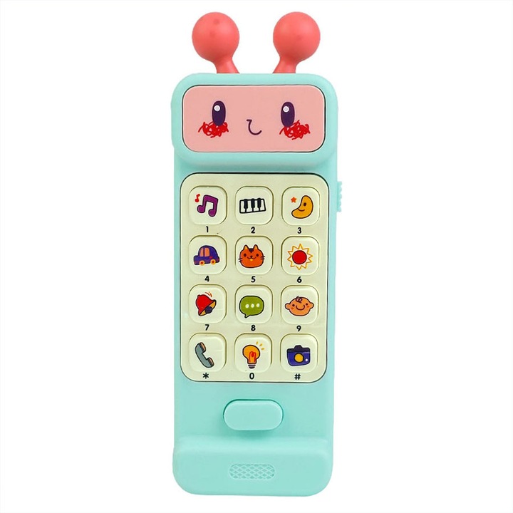 Telefon de jucărie tematic astronauti, jucărie muzicală educațională, albastru, 16x5, 5cm