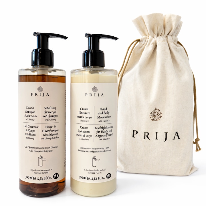 Set Total Body Care Prija, gel de dus & sampon 2-in-1 380 ml + crema maini & corp 380 ml, normal, 6x20cm