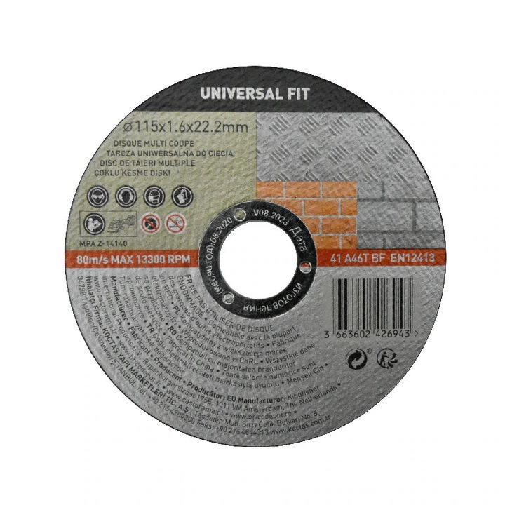 Disc taiere multimat Universal Fit, 115 x 1.6 mm