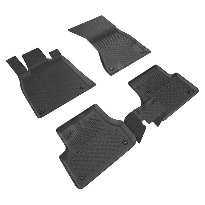 Covorașe de cauciuc PBauto 4D pentru BMW F30 2012-2019, culoare negru, set covorașe față și spate