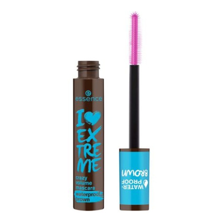 Mascara rezistenta la apa 01 Cozy Brown, I Love Extreme Crazy Volume, 12 ml, Essence