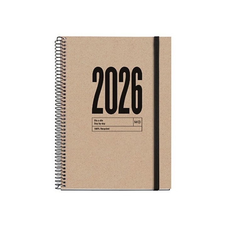 Agenda cu spira Miquelrius Plus 155x213 mm datata saptamanal Natural MR34550