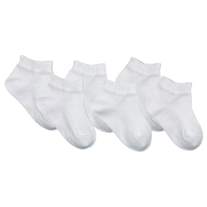 Set de 6 perechi de șosete pentru copii Perfetti până la gleznă, Alb