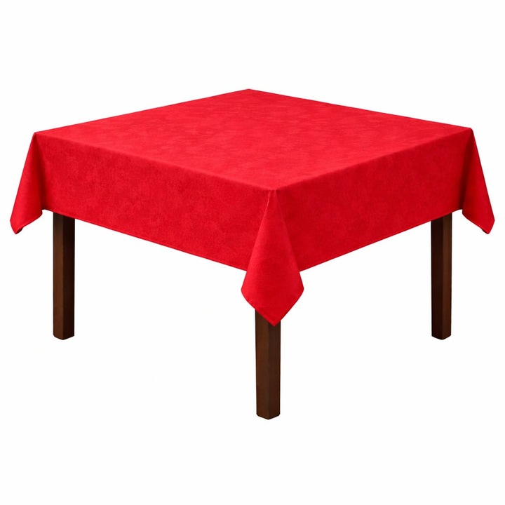 Fata de masa pentru 4 persoane Elite Blossom Hotel Supplier, 150x150 cm, bumbac 100%, tesatura damasc floral, 210 GSM, TC180, rosu