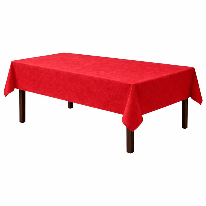 Fata de masa pentru 12 persoane Elite Blossom Hotel Supplier, 250x150 cm, bumbac 100%, tesatura damasc floral, 210 GSM, TC180, rosu