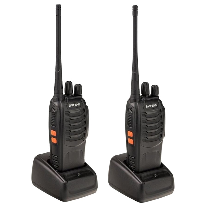 Set 2 statii radio BaofengBF-88E, PMR, HandsFree model THK, incarcator USB, Calatorii, Vanatoare, Airsoft