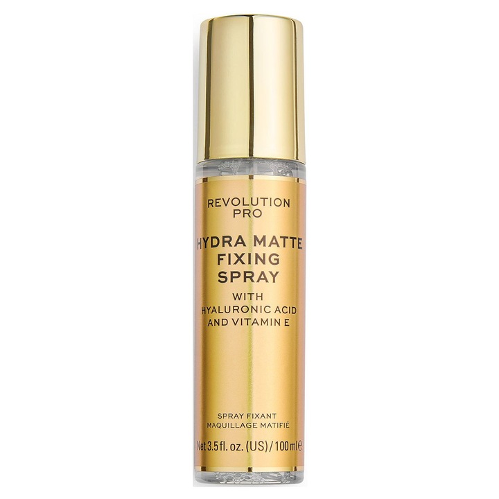 Spray fixativ pentru machiaj, Revolution Pro, Hydra-Matte, acid hialuronic, 100 ml