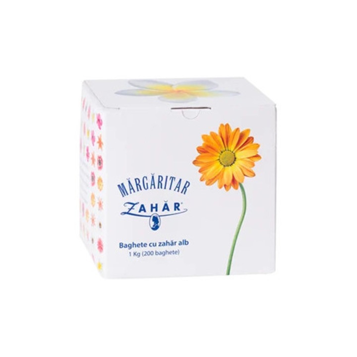 Zahar baghete, Margaritar, 200 x 5 g, alb